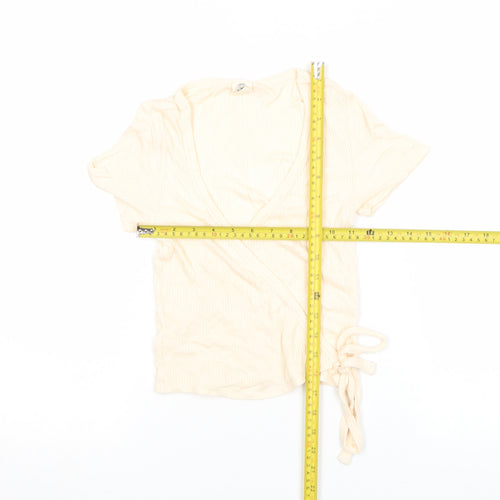 Urban Outfitters Women's Beige Short Sleeve Wrap T-Shirt Size S