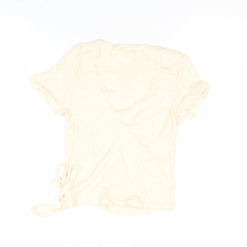 Urban Outfitters Women's Beige Short Sleeve Wrap T-Shirt Size S