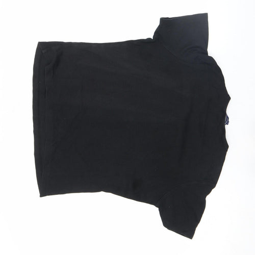 Casual Club Women's Black Rhinestone Cat Cotton Stretch T-Shirt Size 12