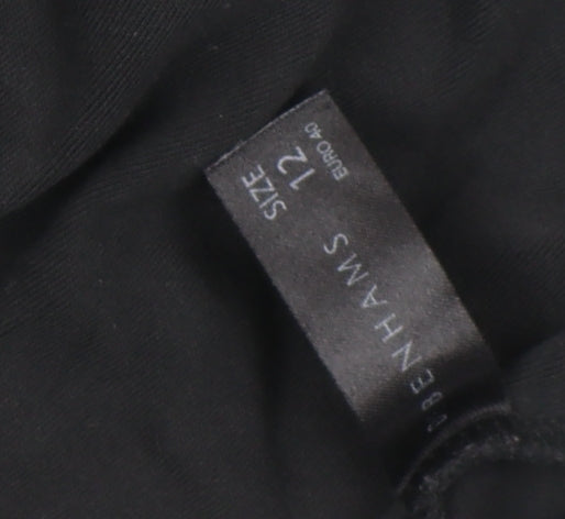 Casual Club Women's Black Rhinestone Cat Cotton Stretch T-Shirt Size 12