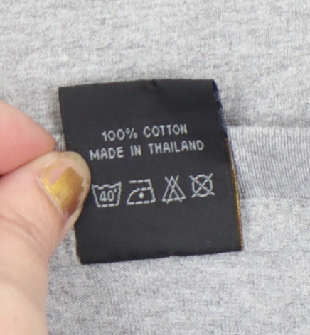 LineTHAI by Chaiyos Men’s Grey Cotton Art Print Short Sleeve T-Shirt M