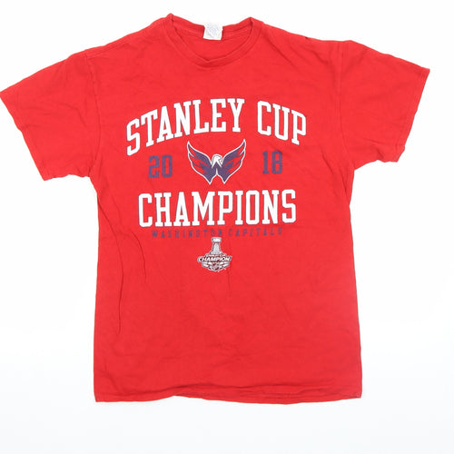 Delta Men Red Stanley Cup Champions 2018 Cotton Short Sleeve T-Shirt M