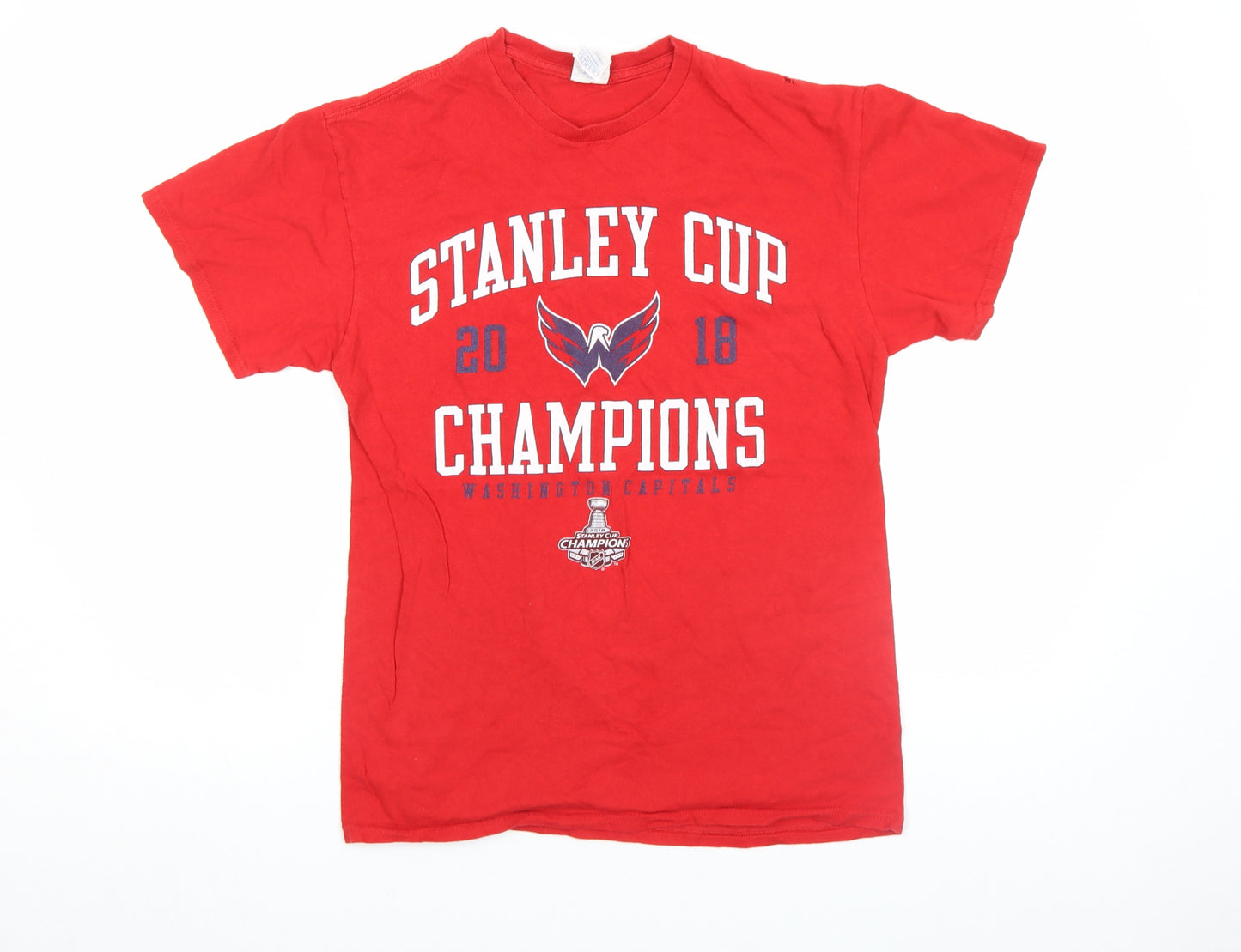 Delta Men Red Stanley Cup Champions 2018 Cotton Short Sleeve T-Shirt M