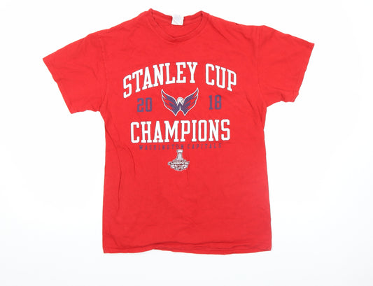 Delta Men Red Stanley Cup Champions 2018 Cotton Short Sleeve T-Shirt M