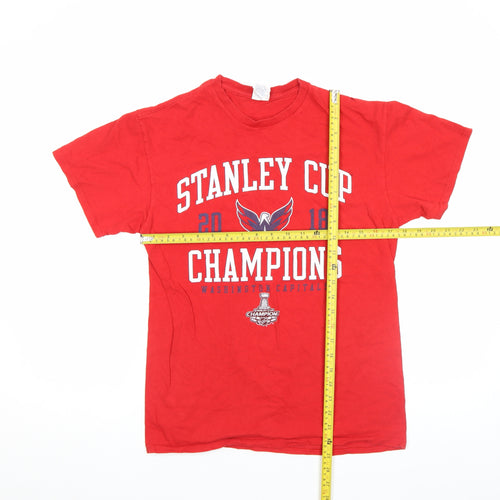 Delta Men Red Stanley Cup Champions 2018 Cotton Short Sleeve T-Shirt M