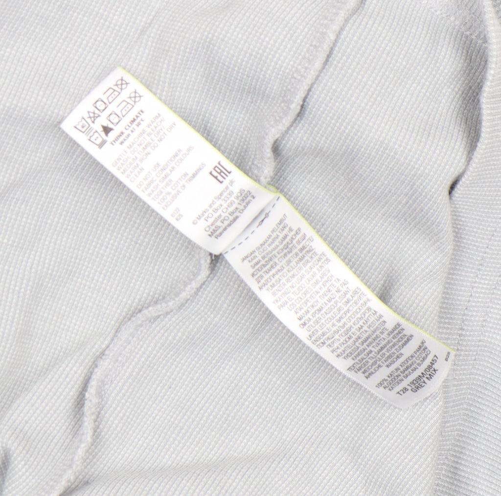 Marks and Spencer Men's Grey Striped Cotton Crew Neck T-Shirt 2XL Regular Fit