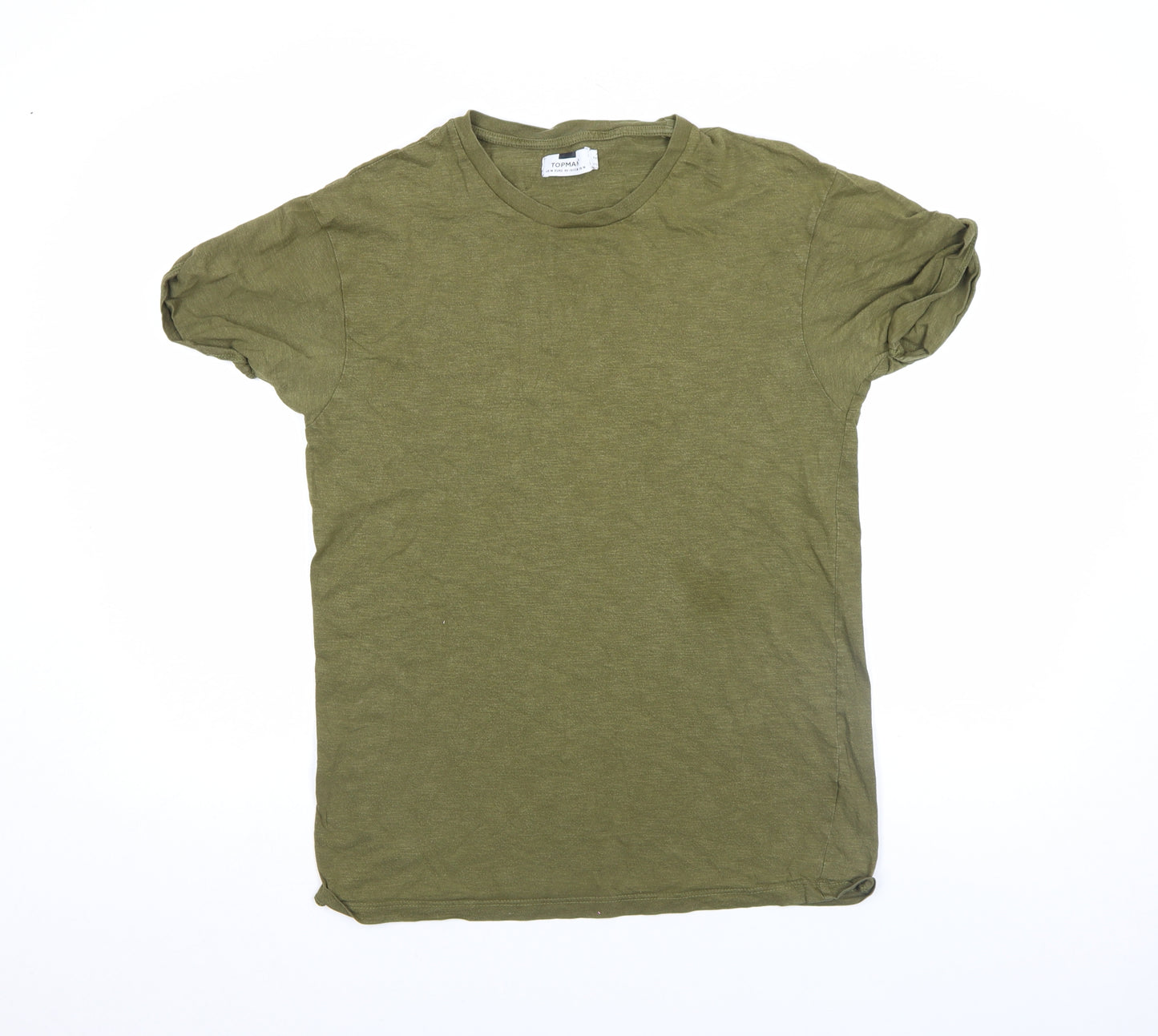 Topman Men's Green Cotton Crew Neck Short Sleeve T-Shirt M