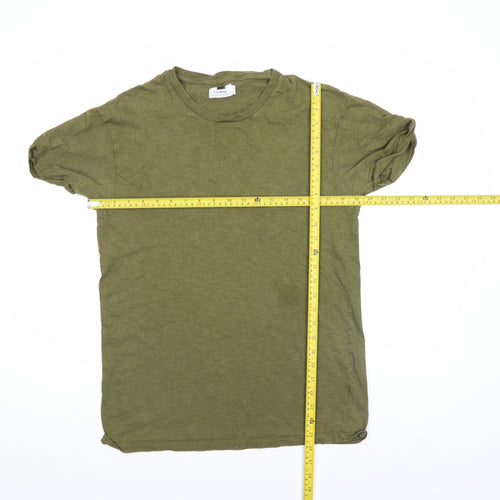 Topman Men's Green Cotton Crew Neck Short Sleeve T-Shirt M