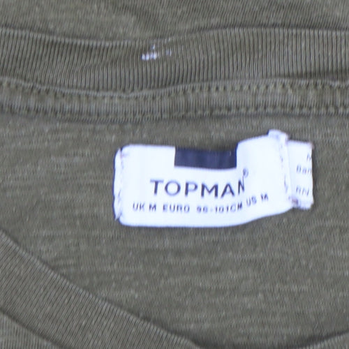 Topman Men's Green Cotton Crew Neck Short Sleeve T-Shirt M