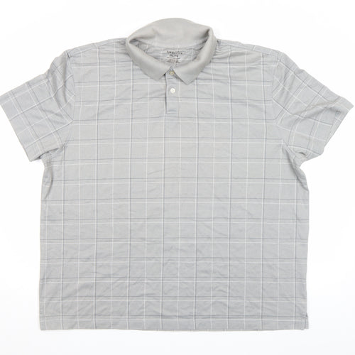 Van Heusen Men’s Grey Check 2XL Cotton Blend Short Sleeve Polo Shirt