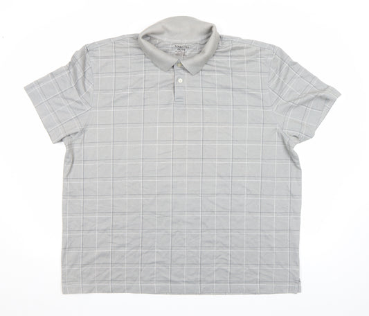 Van Heusen Men’s Grey Check 2XL Cotton Blend Short Sleeve Polo Shirt