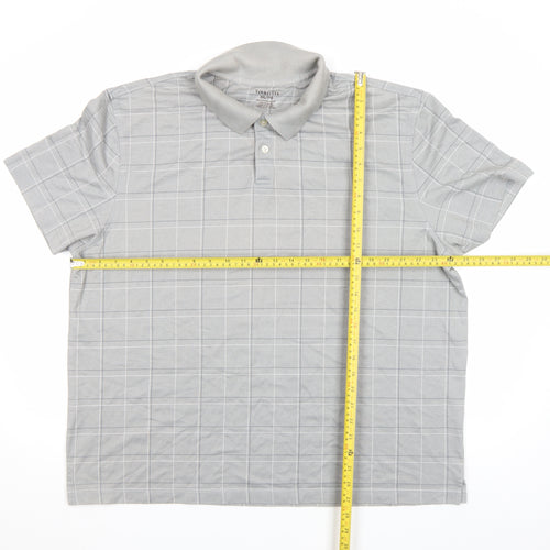 Van Heusen Men’s Grey Check 2XL Cotton Blend Short Sleeve Polo Shirt