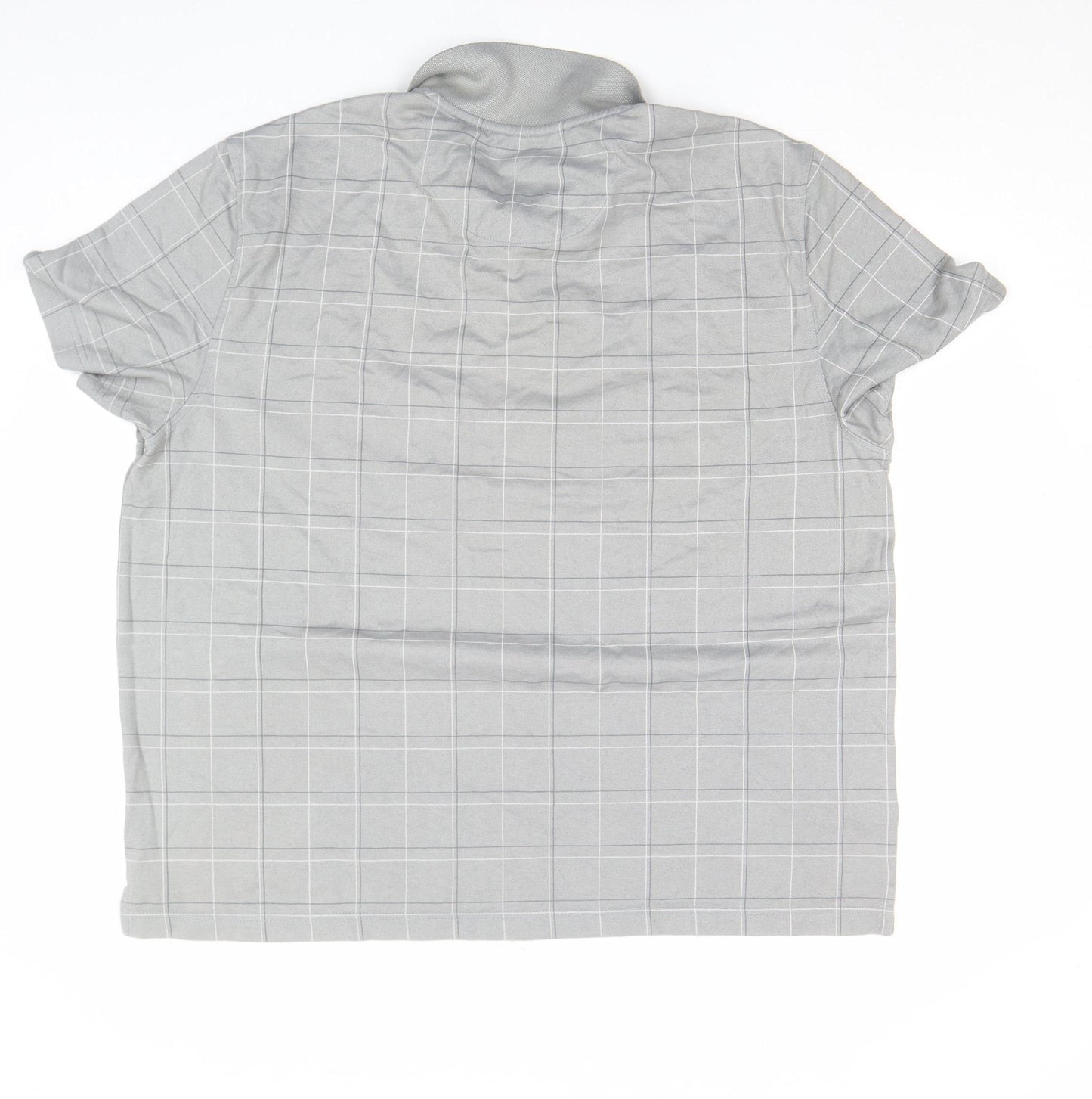 Van Heusen Men’s Grey Check 2XL Cotton Blend Short Sleeve Polo Shirt