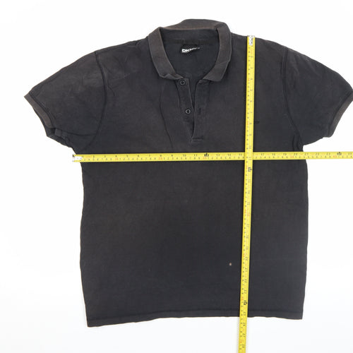 DKNY Men's Black Cotton Regular Fit Short Sleeve Polo Shirt XL