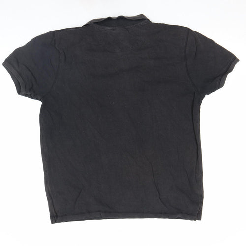 DKNY Men's Black Cotton Regular Fit Short Sleeve Polo Shirt XL