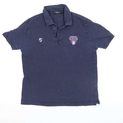 Playerlayer Men’s Blue Polo Shirt Medium Durham Embroidered Sports Top