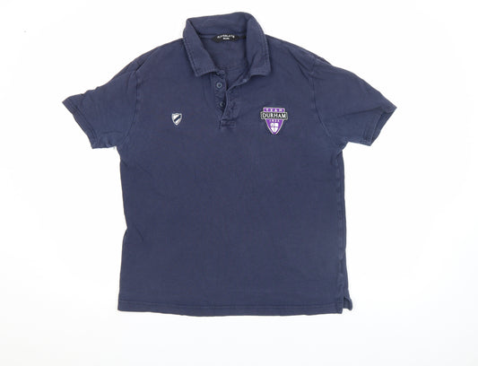 Playerlayer Men’s Blue Polo Shirt Medium Durham Embroidered Sports Top