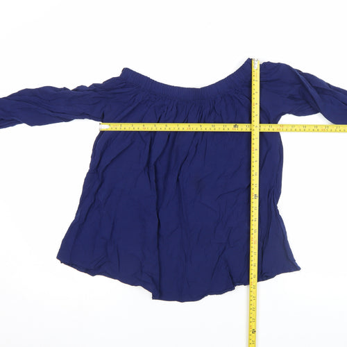 Select Women's Blue Off Shoulder Long Sleeve Peasant Blouse Size 14