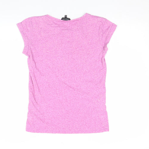 Warehouse Womens Pink Basic Jersey T-Shirt UK 8 Short Sleeve
