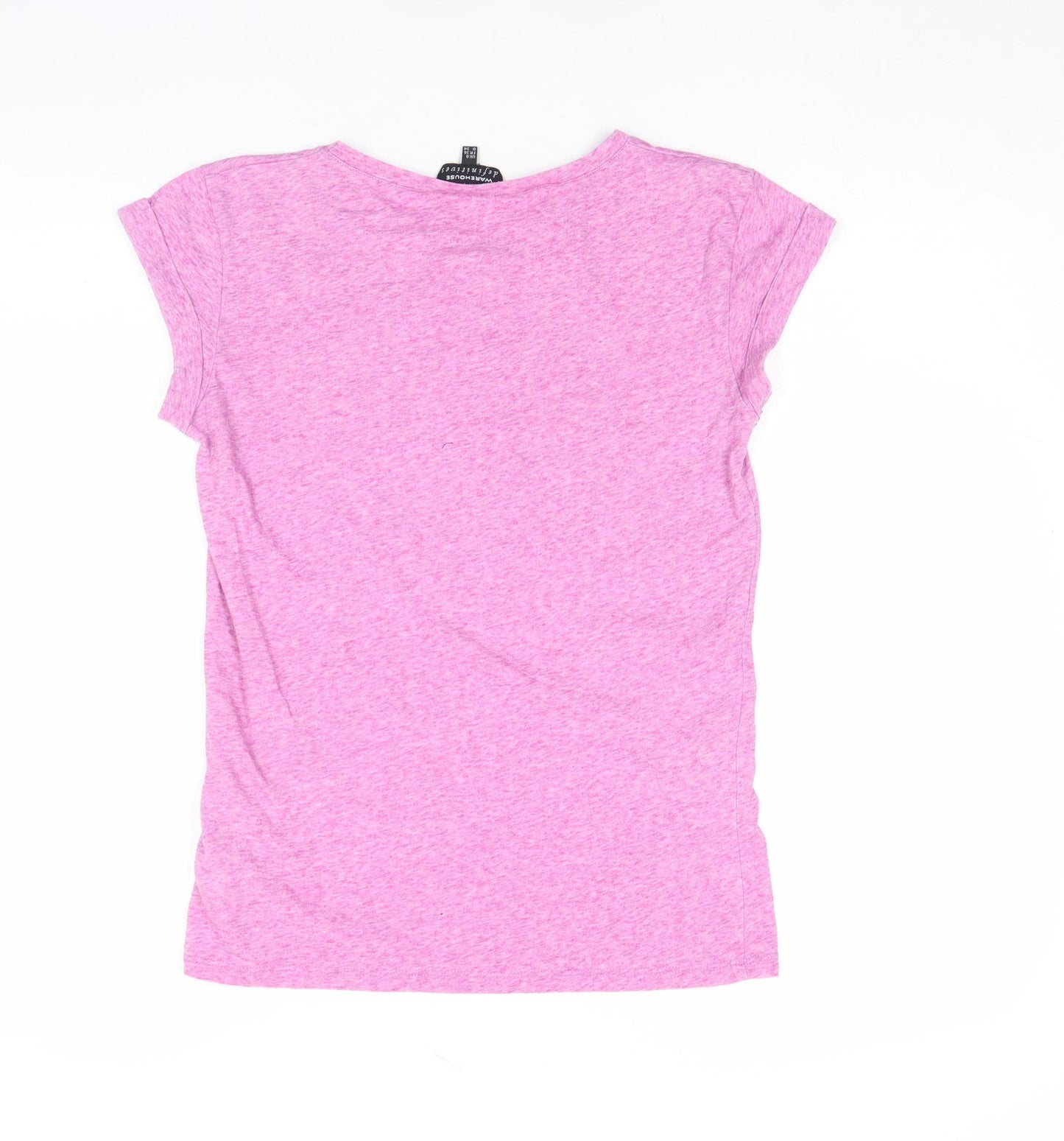 Warehouse Womens Pink Basic Jersey T-Shirt UK 8 Short Sleeve