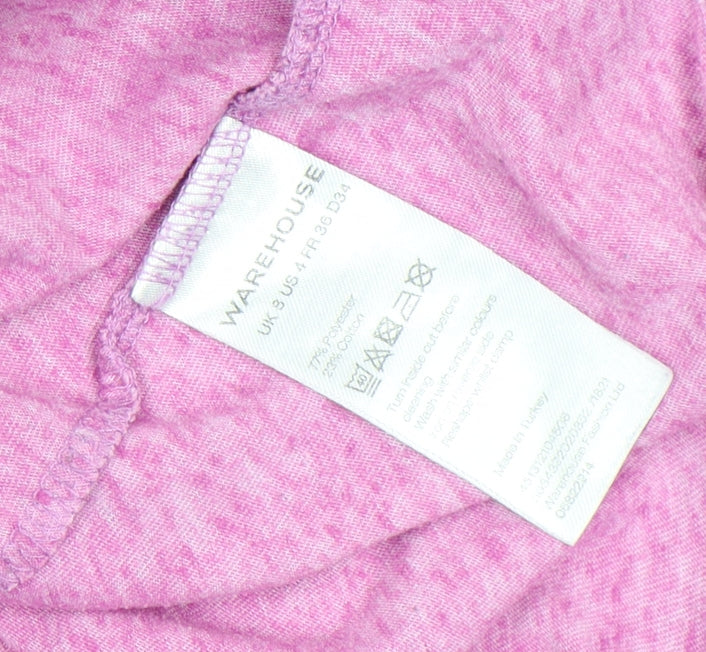 Warehouse Womens Pink Basic Jersey T-Shirt UK 8 Short Sleeve