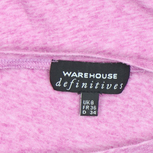 Warehouse Womens Pink Basic Jersey T-Shirt UK 8 Short Sleeve