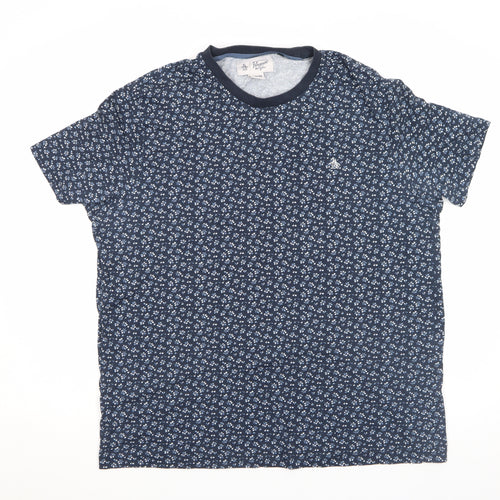 Penguin by Munsingwear Men's Blue Floral Cotton T-Shirt XL