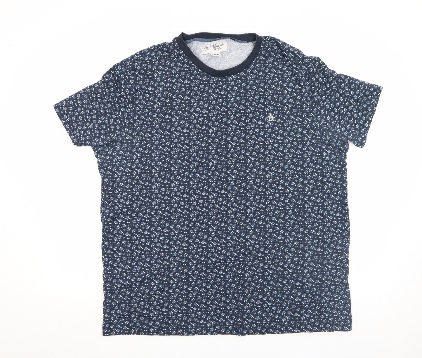 Penguin by Munsingwear Men's Blue Floral Cotton T-Shirt XL