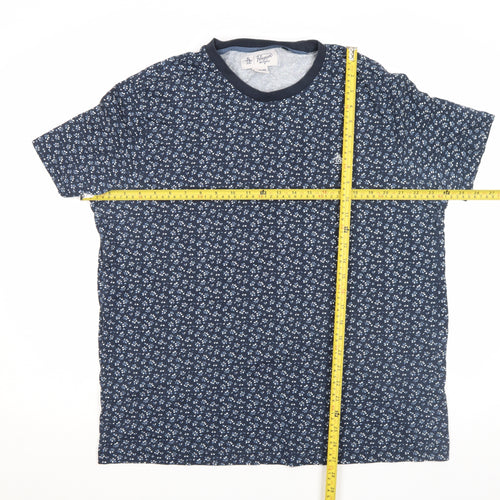 Penguin by Munsingwear Men's Blue Floral Cotton T-Shirt XL