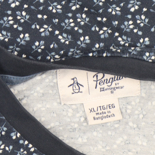 Penguin by Munsingwear Men's Blue Floral Cotton T-Shirt XL