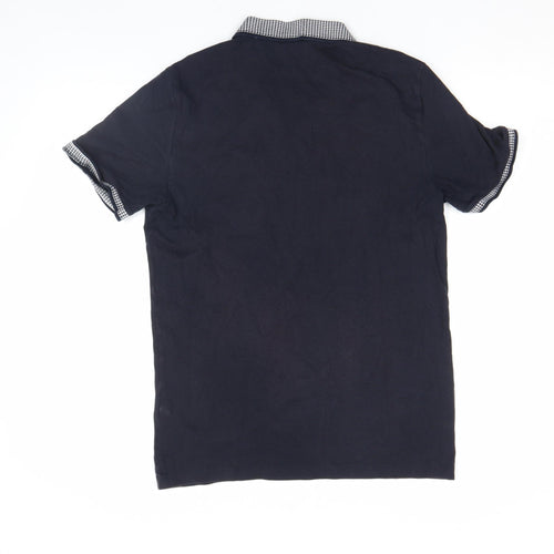 Next Men's Black Slim Fit Polo Shirt Size M Short Sleeve