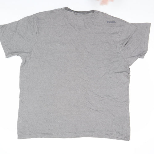 Bench Men's Grey Striped Crew Neck Pocket T-Shirt Size L
