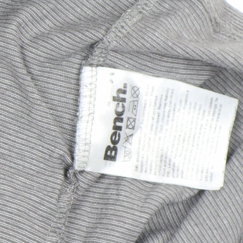 Bench Men's Grey Striped Crew Neck Pocket T-Shirt Size L