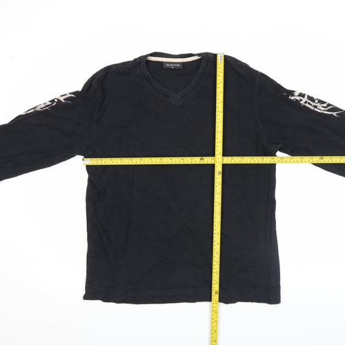 Burton Men's Black Long Sleeve V-Neck Graphic Casual Top Size M