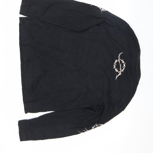 Burton Men's Black Long Sleeve V-Neck Graphic Casual Top Size M