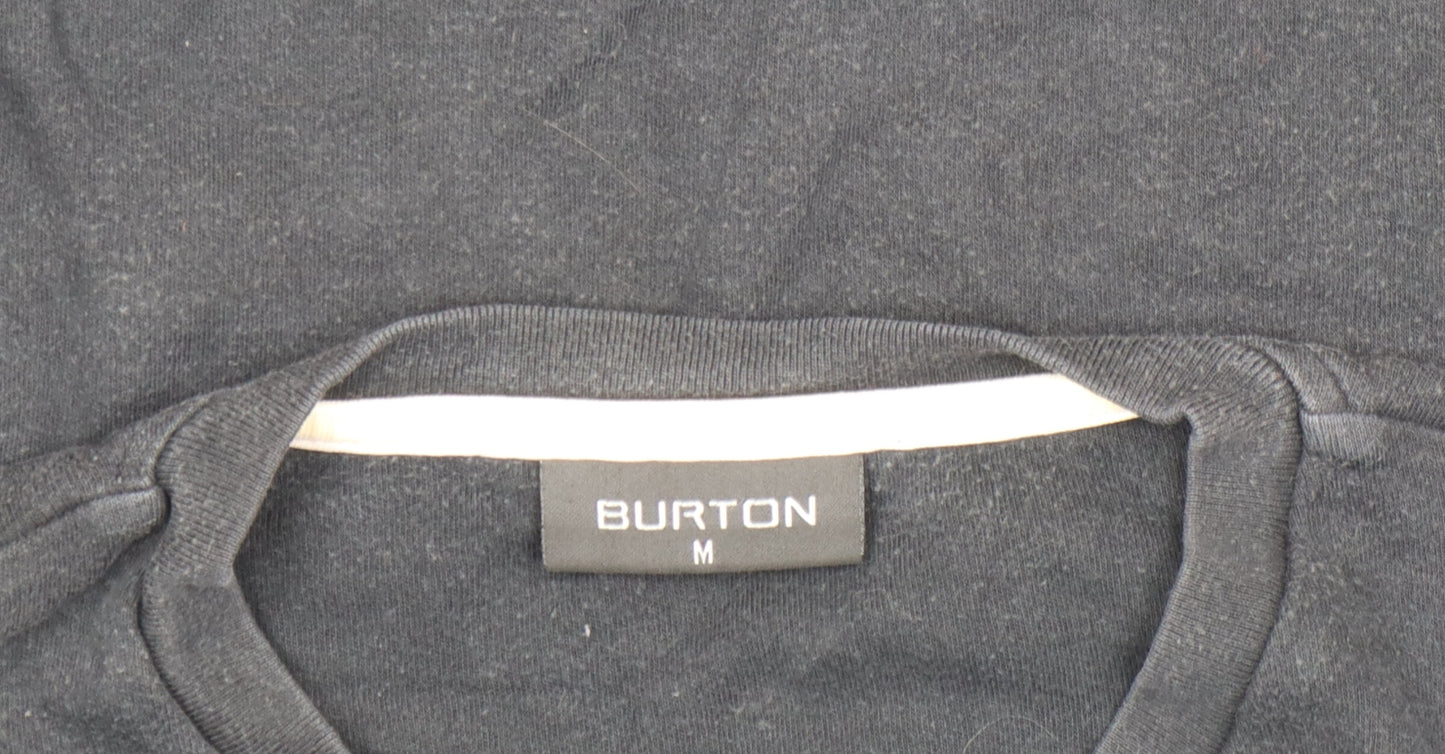 Burton Men's Black Long Sleeve V-Neck Graphic Casual Top Size M