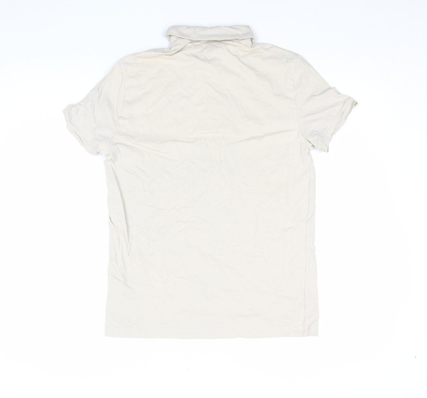 H&M Men Beige Slim Fit Short Sleeve Cotton Polo Shirt S