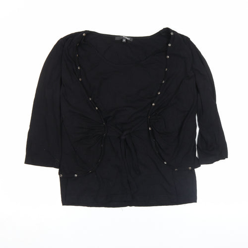 My Own Womens Black 3/4 Sleeve Tunic Blouse Size 14 Stretch Jersey Top