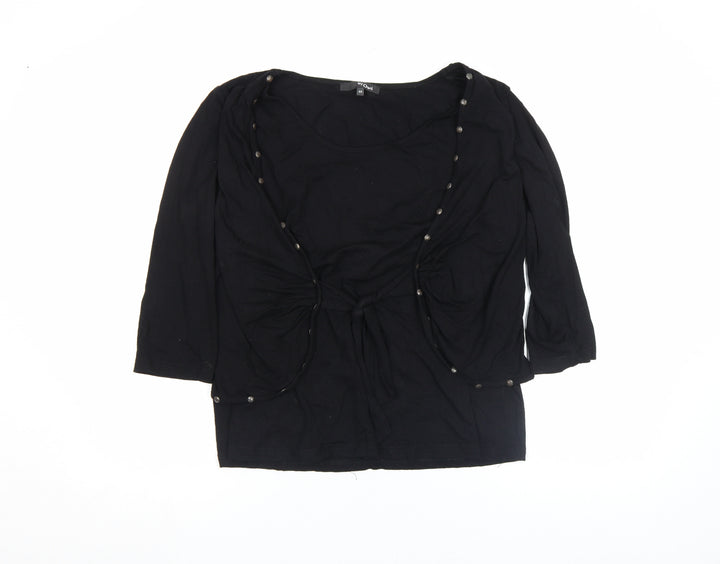 My Own Womens Black 3/4 Sleeve Tunic Blouse Size 14 Stretch Jersey Top