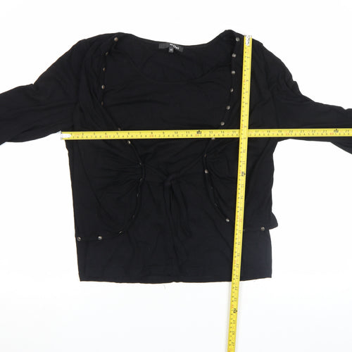 My Own Womens Black 3/4 Sleeve Tunic Blouse Size 14 Stretch Jersey Top