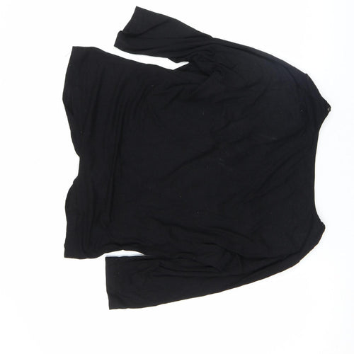 My Own Womens Black 3/4 Sleeve Tunic Blouse Size 14 Stretch Jersey Top