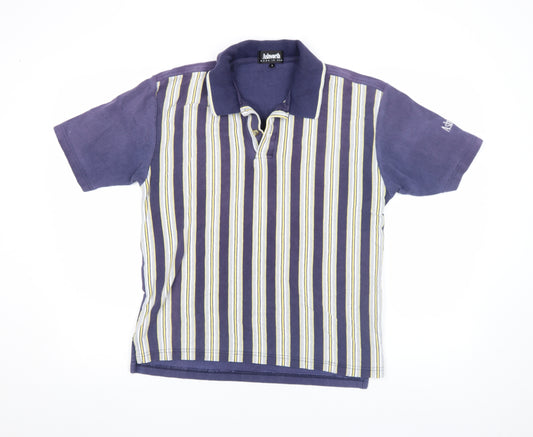 Ashworth Men’s Blue Striped Cotton Blend Golf Polo Shirt Size S