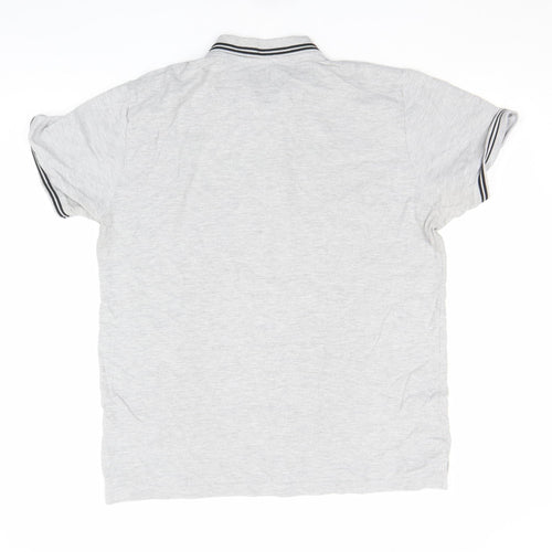 Firetrap Men's Grey Short Sleeve Cotton Polo Shirt Size L