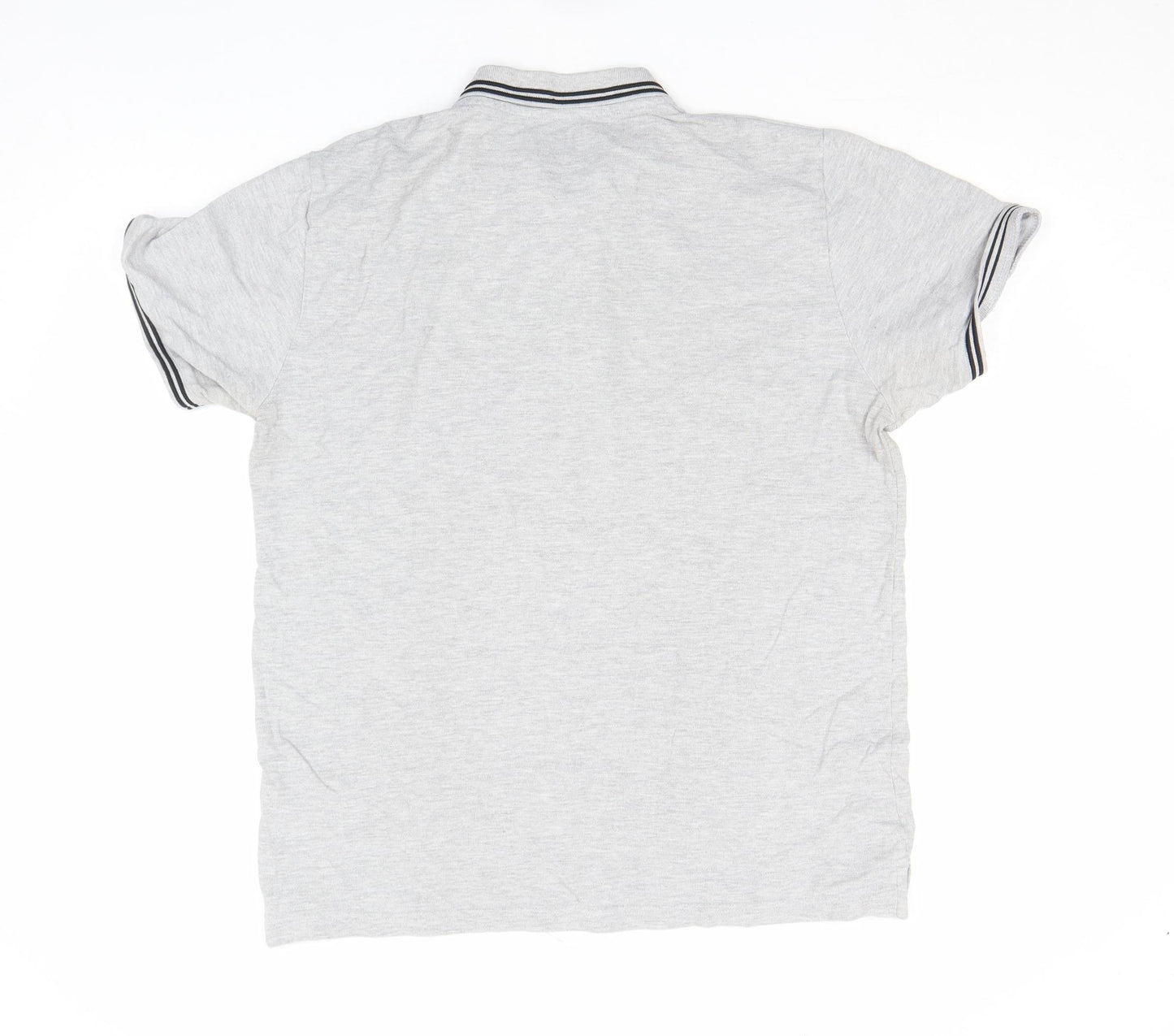 Firetrap Men's Grey Short Sleeve Cotton Polo Shirt Size L
