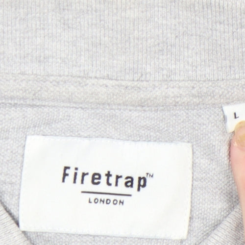 Firetrap Men's Grey Short Sleeve Cotton Polo Shirt Size L