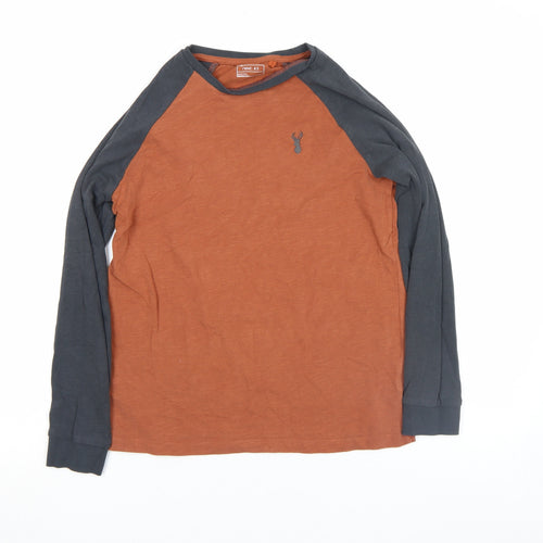 Next Boys Rust & Charcoal Long Sleeve Raglan Cotton T-Shirt 11-12 Years