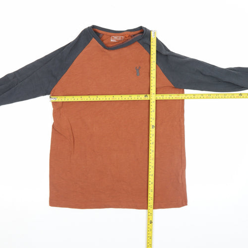 Next Boys Rust & Charcoal Long Sleeve Raglan Cotton T-Shirt 11-12 Years