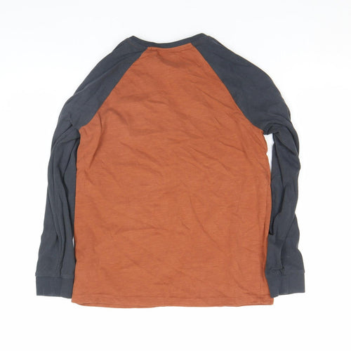 Next Boys Rust & Charcoal Long Sleeve Raglan Cotton T-Shirt 11-12 Years