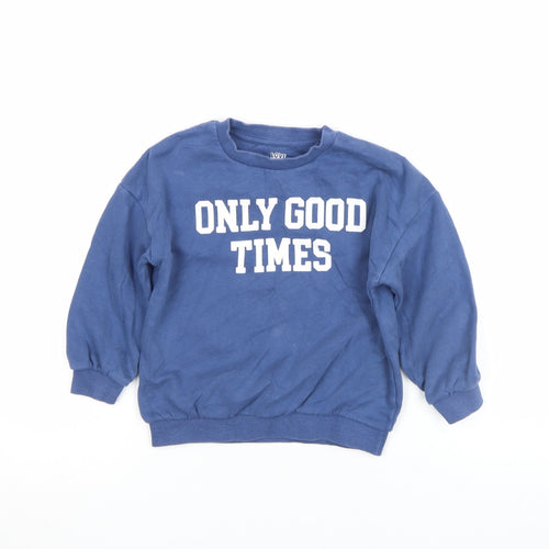 F&F Boys Blue 4-5 Years Pullover Sweatshirt Cotton ONLY GOOD TIMES