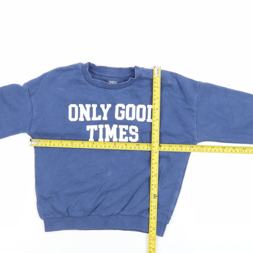 F&F Boys Blue 4-5 Years Pullover Sweatshirt Cotton ONLY GOOD TIMES